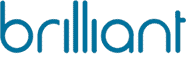 Logo for Brilliant Smart Home System, a leading home automation company, with "brilliant" in lowercase blue letters and "SMART HOME SYSTEM" in smaller white uppercase letters beneath, all on a light blue background.