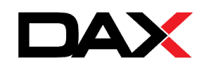 The image shows the word "DAX" in bold, black letters, with the letter "X" in red—a modern logo perfect for a windows treatments Miami-Dade County, FL business. The clean font features connected letters on a white background.