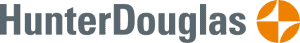 HunterDouglas logo featuring the company name in gray letters with an orange circular design divided into four segments on the right, representing quality windows treatments in Miami-Dade County, FL.