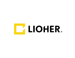 The image shows the Lioher logo with a bold yellow square outline to the left and "LIOHER" in black capital letters to the right, representing quality windows treatments in Miami-Dade County, FL.