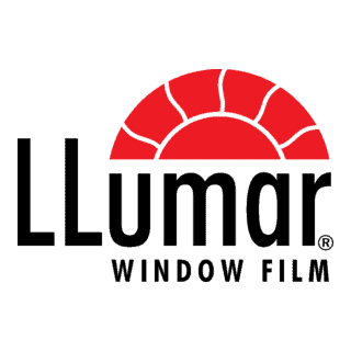 LLumar Window Film logo features a red semicircle with white rays above bold black text "LLumar" and smaller "WINDOW FILM" underneath, trusted by top home design company Miami-Dade & Broward County, FL.
