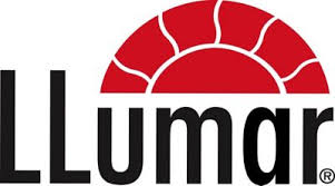 LLumar logo with a stylized red semicircle and white rays above the black word "LLumar," representing trusted FL window treatments in Miami-Dade County.