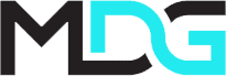Logo featuring the letters "MDG" in a modern, geometric style on a light gray background. The bold black "M" and bright light blue "D" and "G" hint at premium windows treatments in Miami-Dade County, FL.