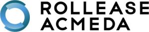 Rollease Acmeda logo with a circular blue gradient icon on the left and bold black text reading "ROLLEASE ACMEDA" on the right, ideal for FL window treatments and Miami-Dade County projects.