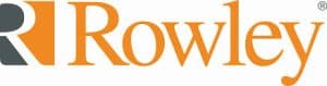 Rowley logo featuring a stylized "R" symbol in gray and orange, followed by the word "Rowley" in orange serif font—ideal for windows treatments Miami-Dade County, FL.